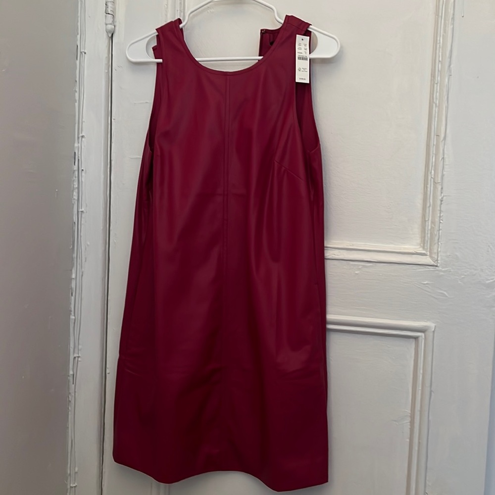 NWT never worn. J Crew dark pink pleather tunic tank dress with pockets